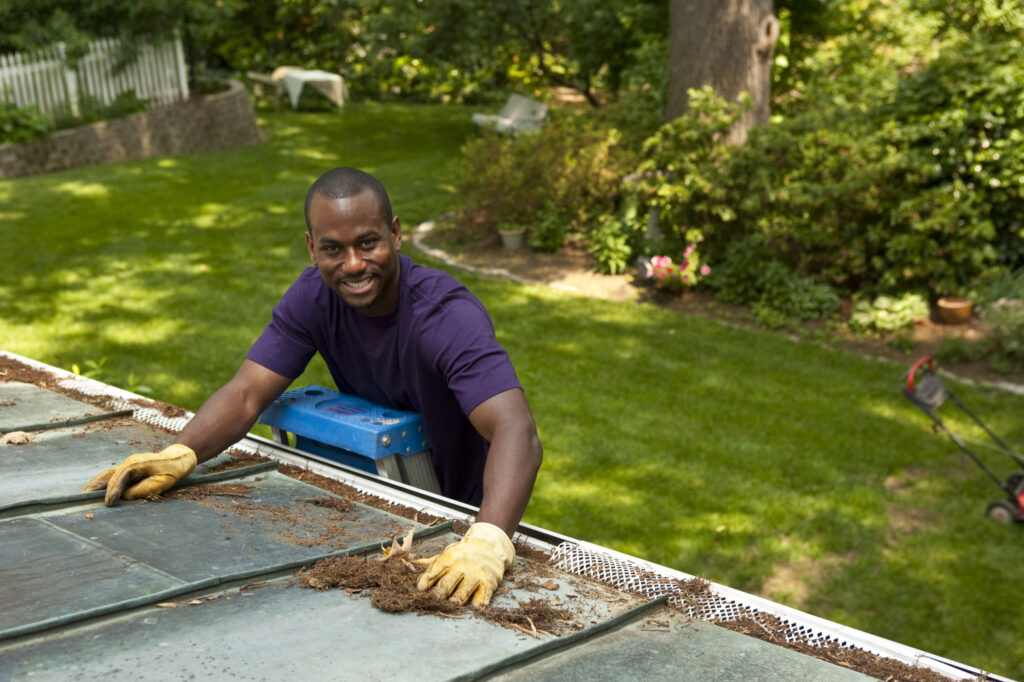 cleaning gutters